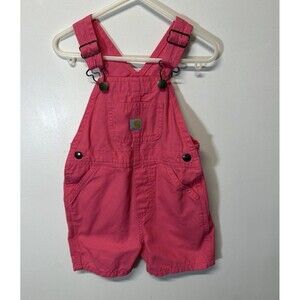 Carhartt Bright Pink Kids Overalls Girls size 2T Shortalls Cotton